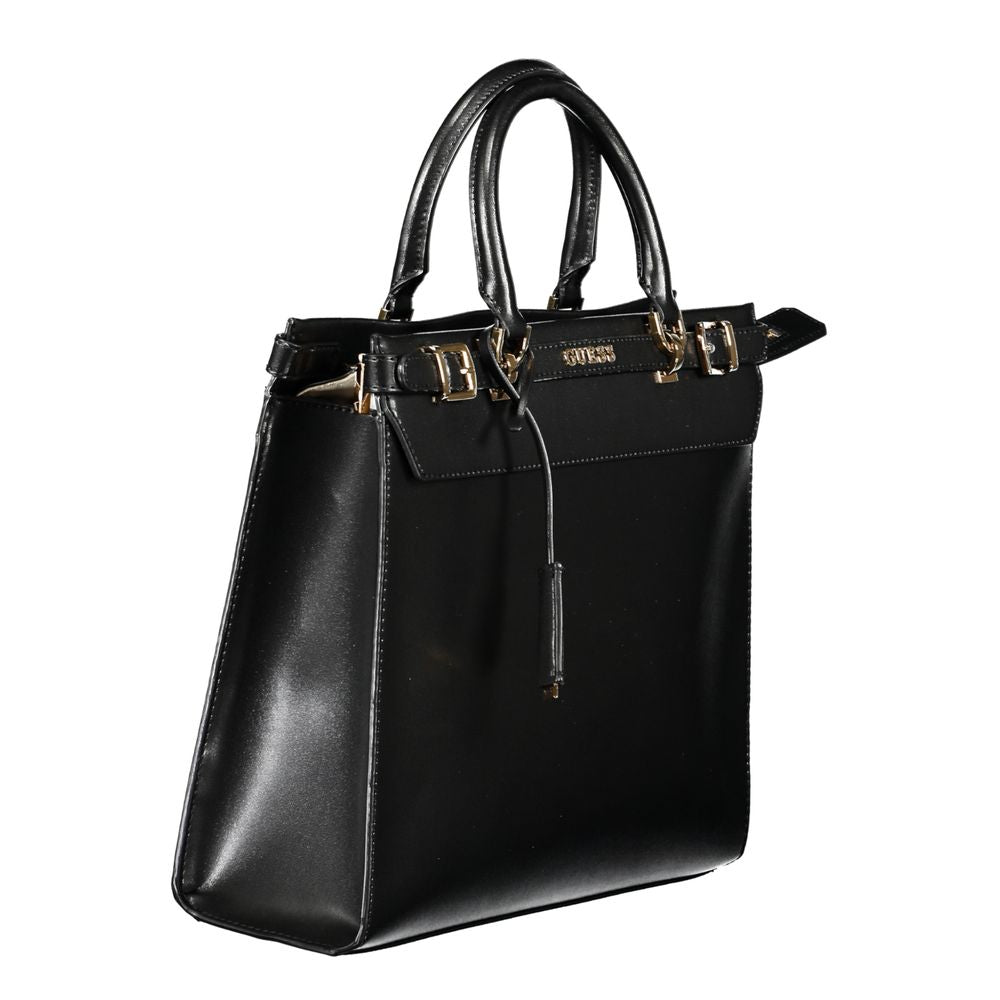 Schwarze Damen-Handtasche aus Polyurethan