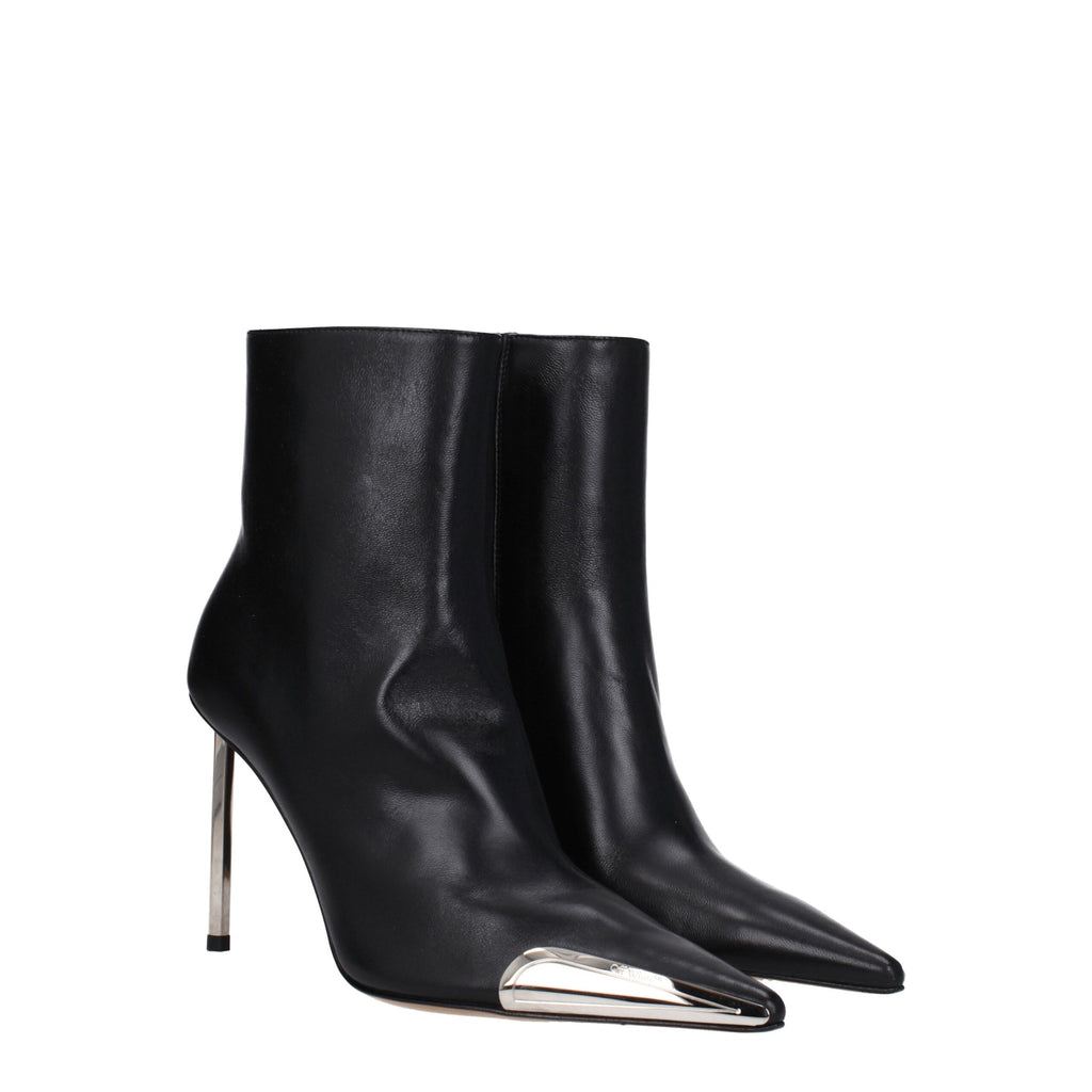 Schwarze Leder-Stiefeletten
