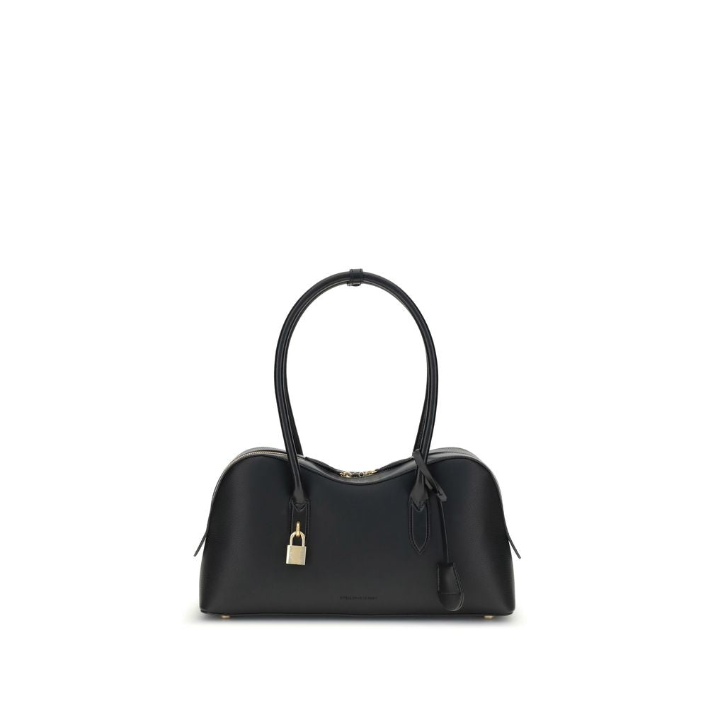 Schwarze Schultertasche aus Polyester