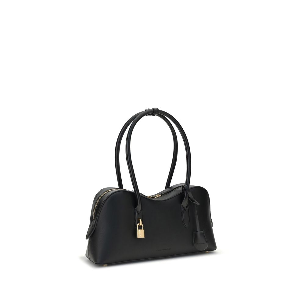 Schwarze Schultertasche aus Polyester