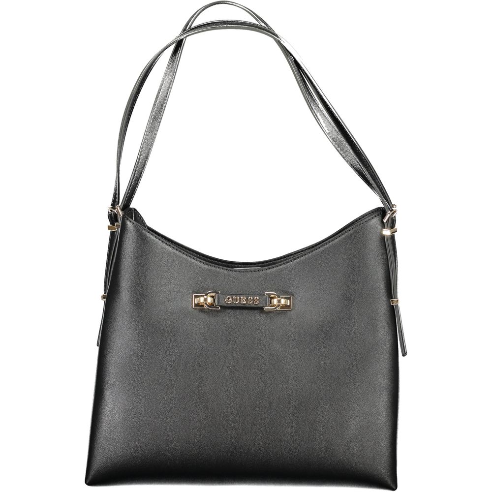 Schwarze Damen-Handtasche aus Polyurethan