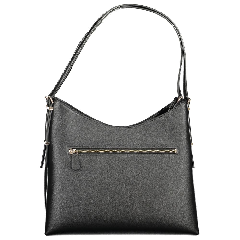 Schwarze Damen-Handtasche aus Polyurethan