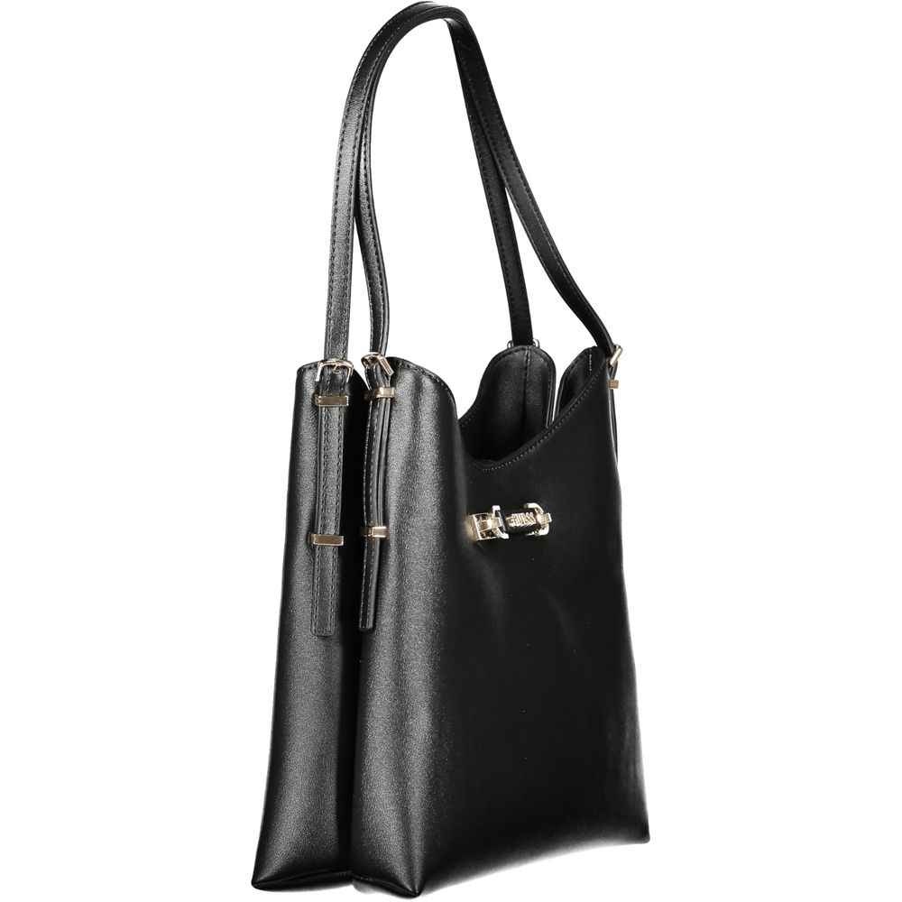 Schwarze Damen-Handtasche aus Polyurethan