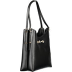 Schwarze Damen-Handtasche aus Polyurethan