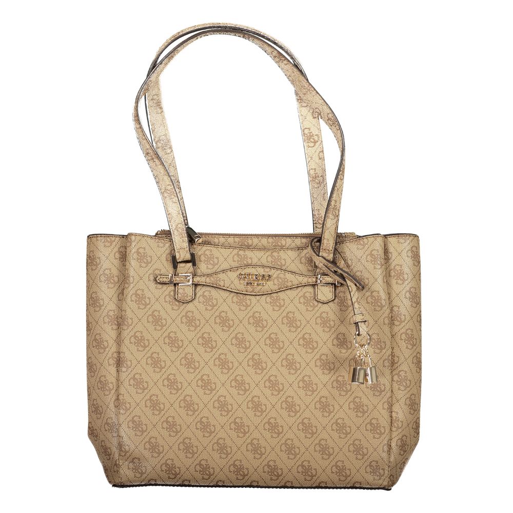 Damen-Handtasche aus beigem Polyurethan