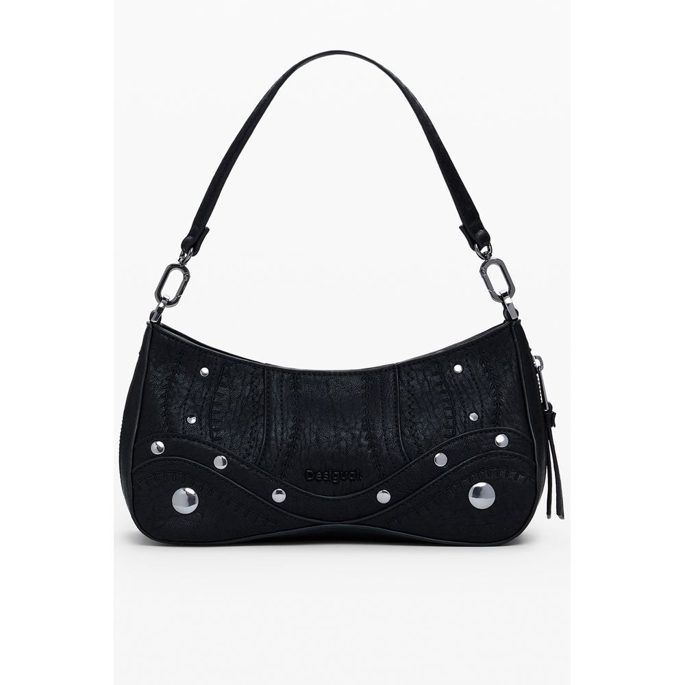 Schwarze Damen-Handtasche aus Polyurethan