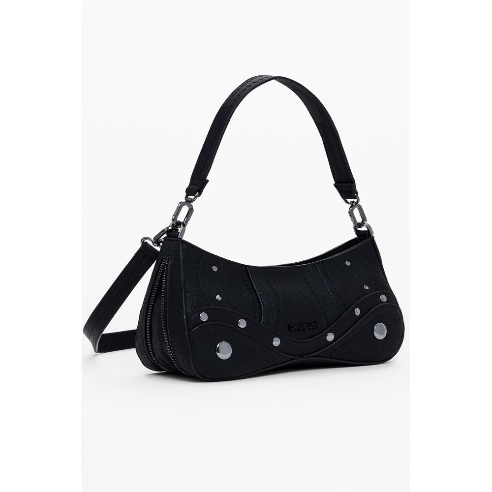 Schwarze Damen-Handtasche aus Polyurethan