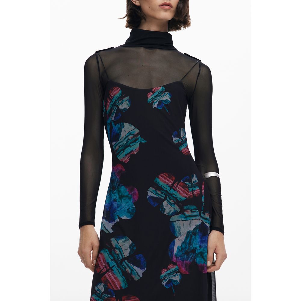Schwarzes Polyester-Damenkleid