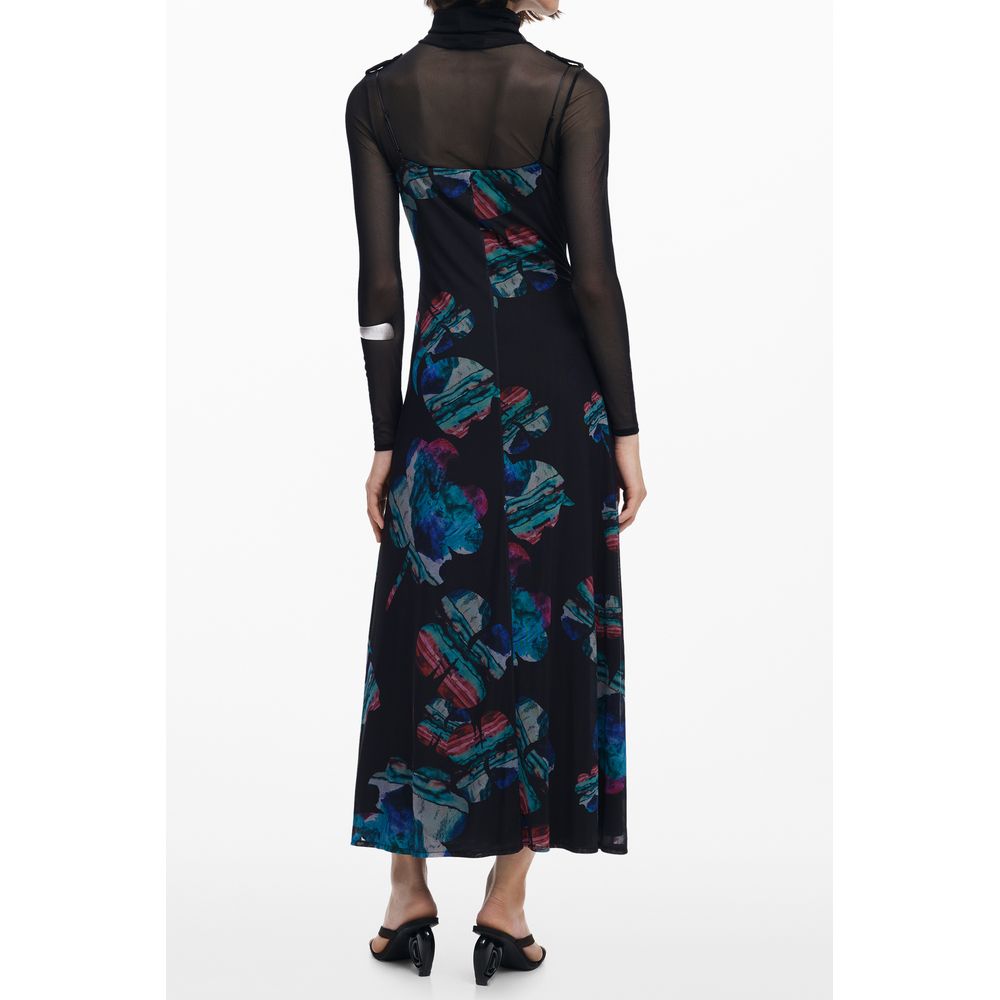 Schwarzes Polyester-Damenkleid
