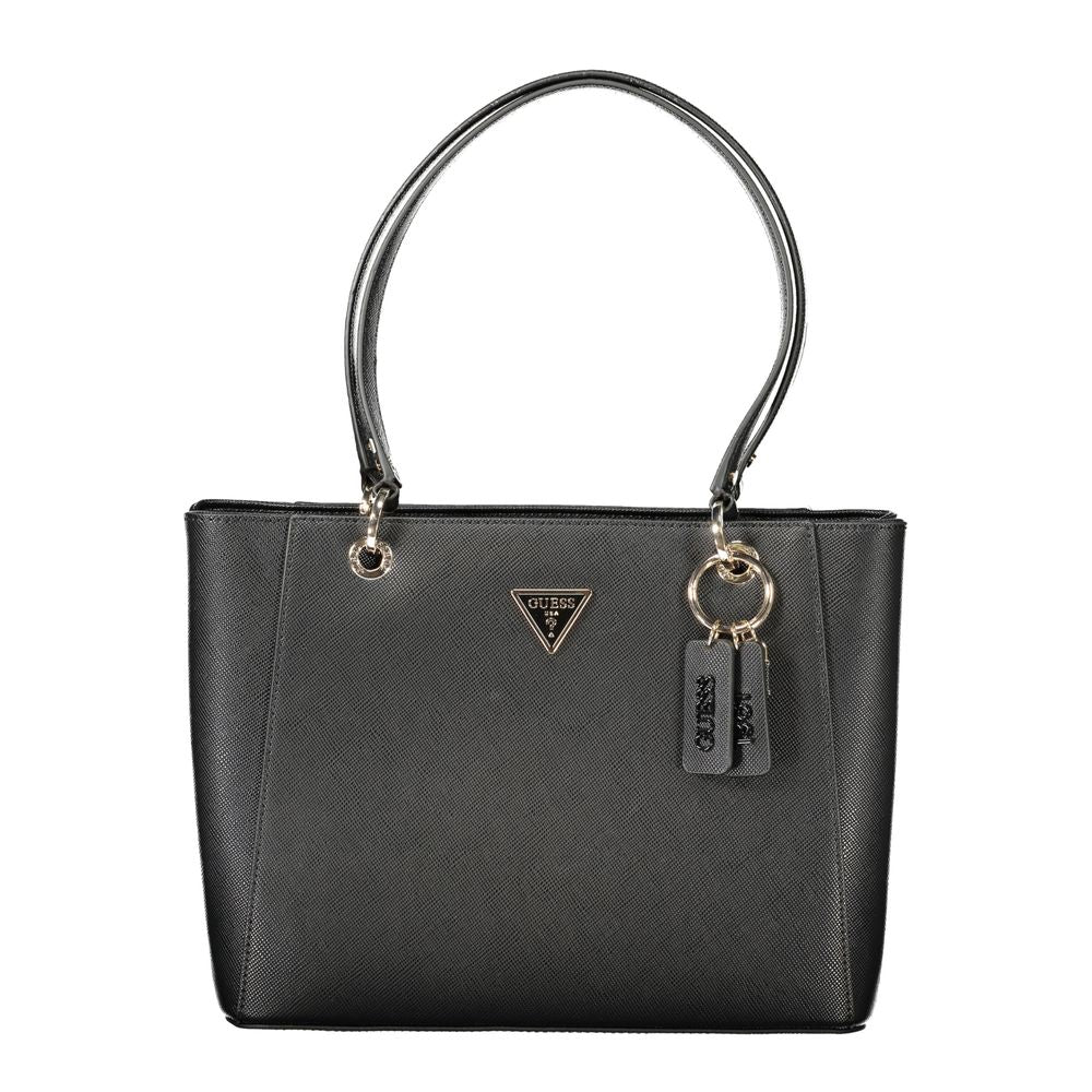 Schwarze Damen-Handtasche aus Polyurethan