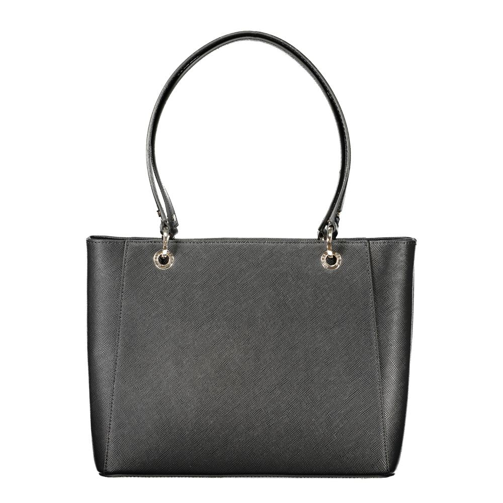 Schwarze Damen-Handtasche aus Polyurethan
