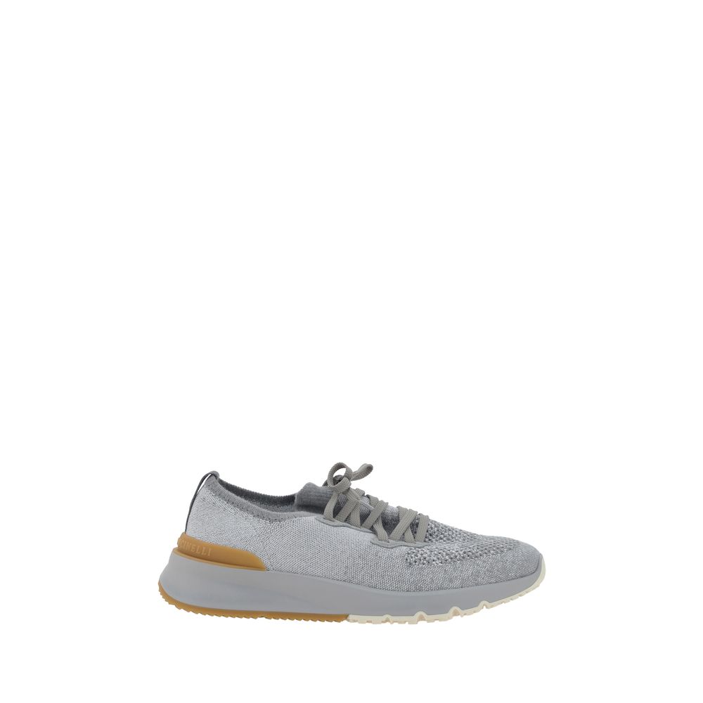 Graue Sneaker aus Baumwolle im Athletic-Stil