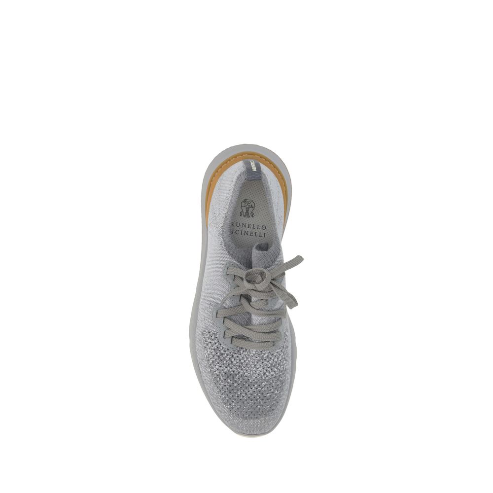 Graue Sneaker aus Baumwolle im Athletic-Stil