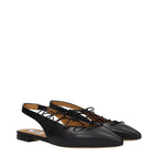 Schwarze Leder-Ballerinas