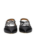 Schwarze Leder-Ballerinas
