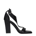Schwarze Leder-Stiletto-Sandalen