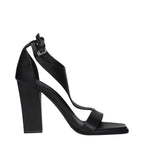 Schwarze Leder-Stiletto-Sandalen
