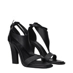 Schwarze Leder-Stiletto-Sandalen