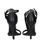 Schwarze Leder-Stiletto-Sandalen