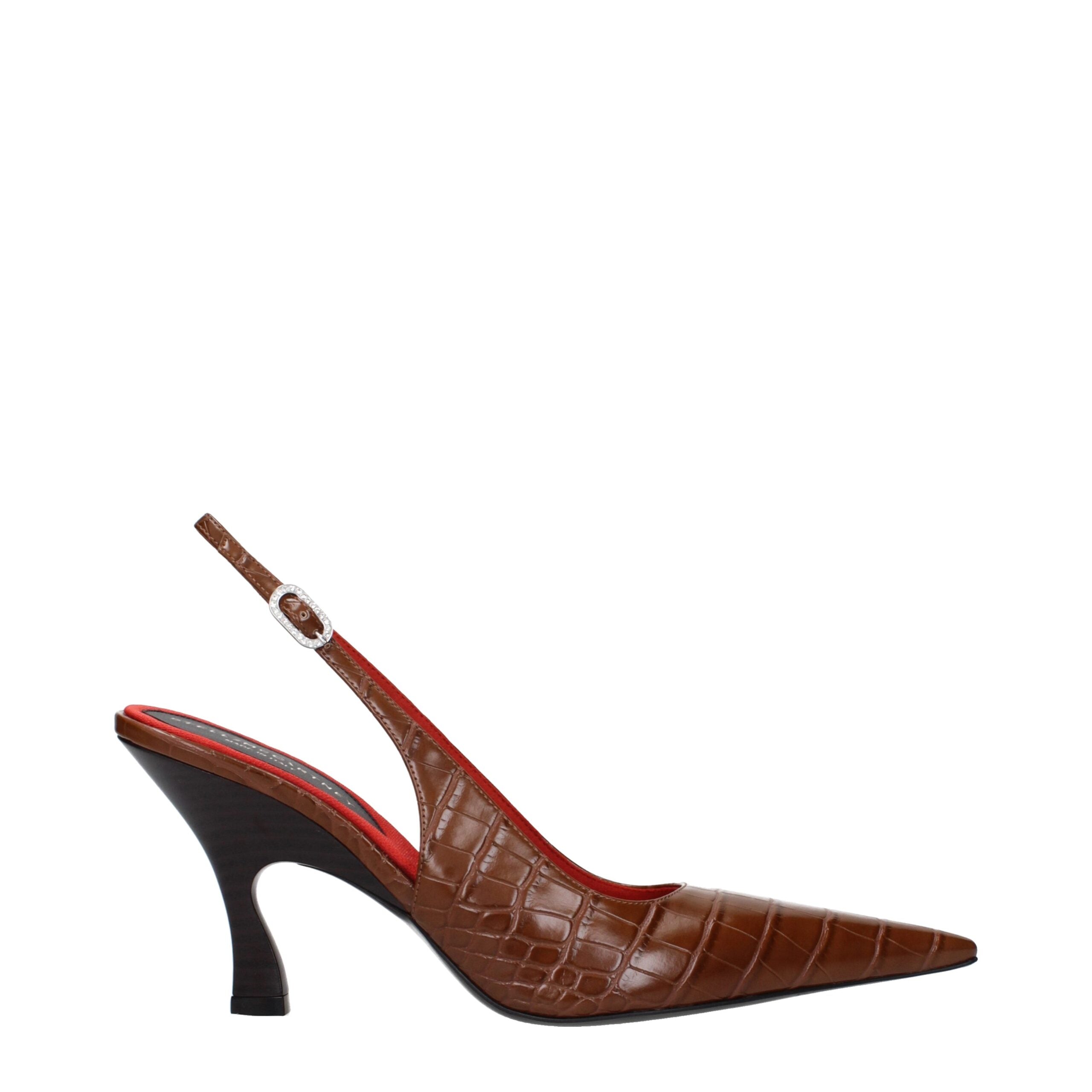 Braune Leder Pumps mit hohem Absatz