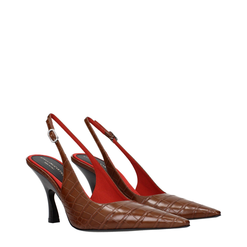 Braune Leder Pumps mit hohem Absatz