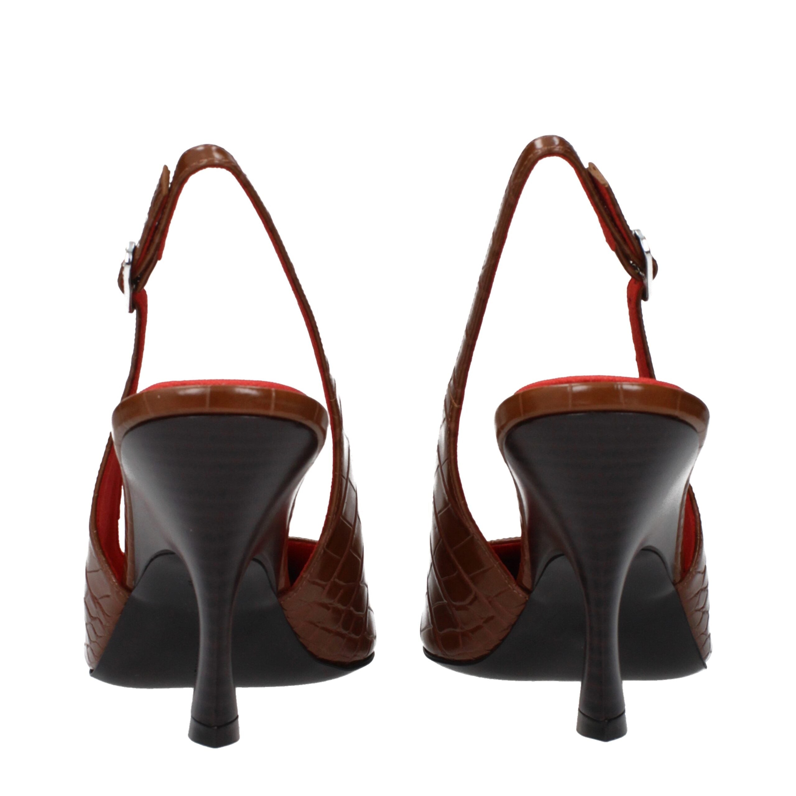 Braune Leder Pumps mit hohem Absatz
