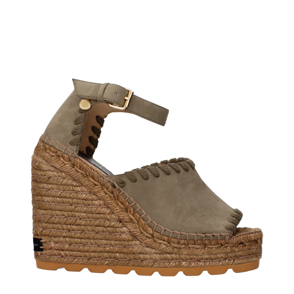 Grüne Leder-Keilsandalen
