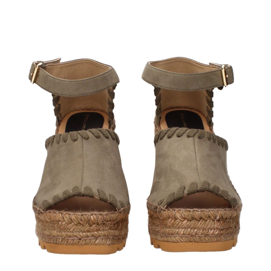 Grüne Leder-Keilsandalen