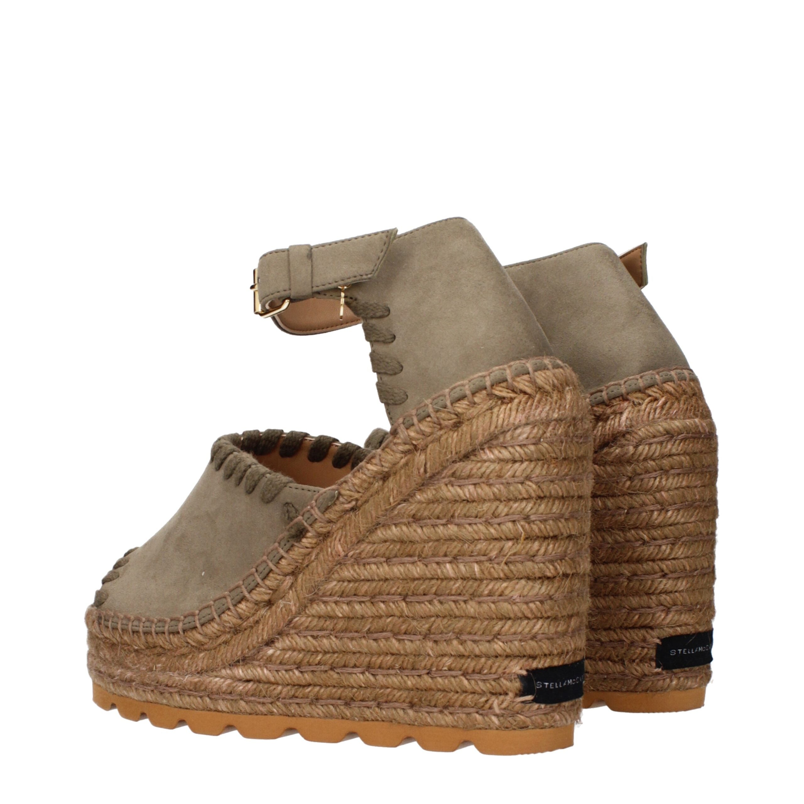 Grüne Leder-Keilsandalen