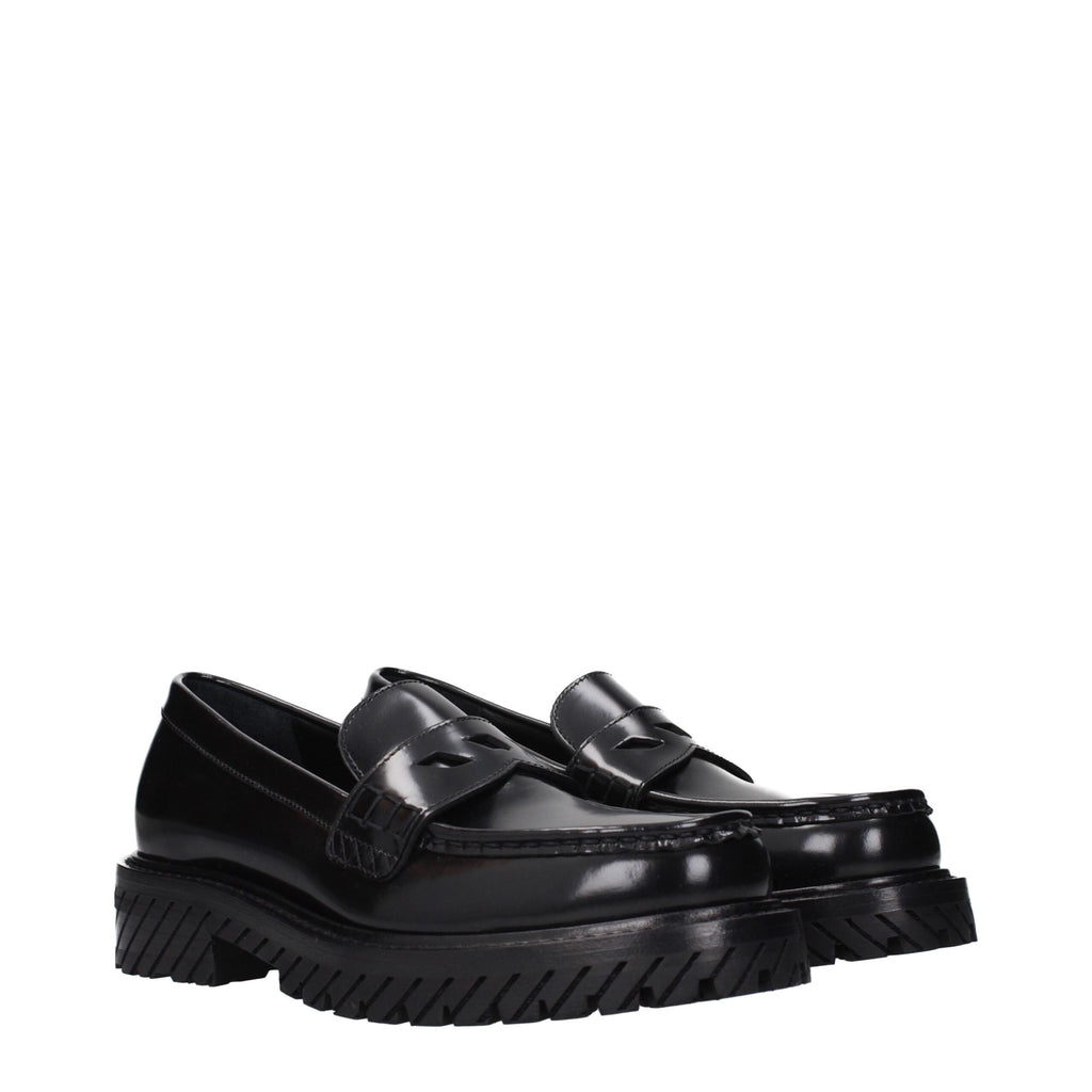 Schwarze Leder Loafer zum Hineinschlüpfen