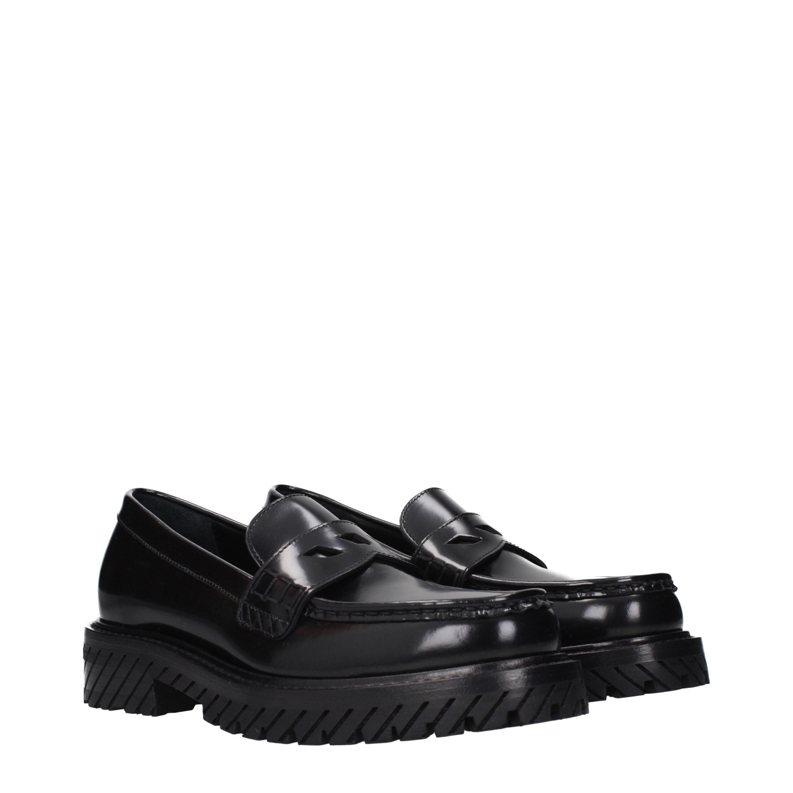 Schwarze Leder Loafer zum Hineinschlüpfen