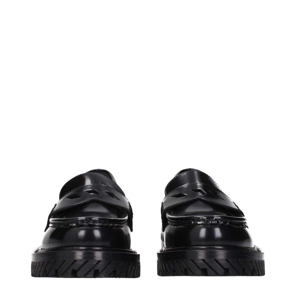 Schwarze Leder Loafer zum Hineinschlüpfen
