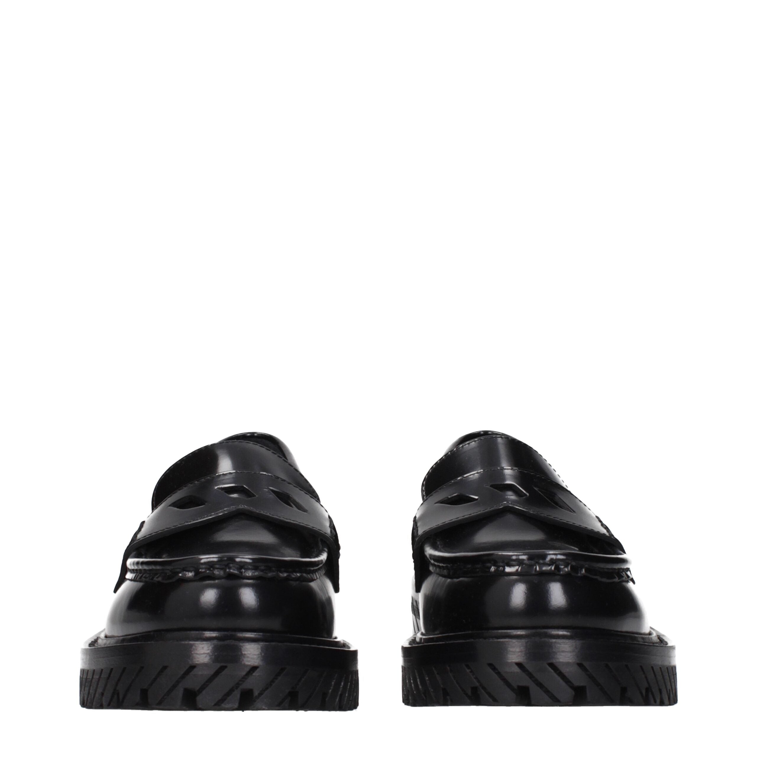 Schwarze Leder Loafer zum Hineinschlüpfen