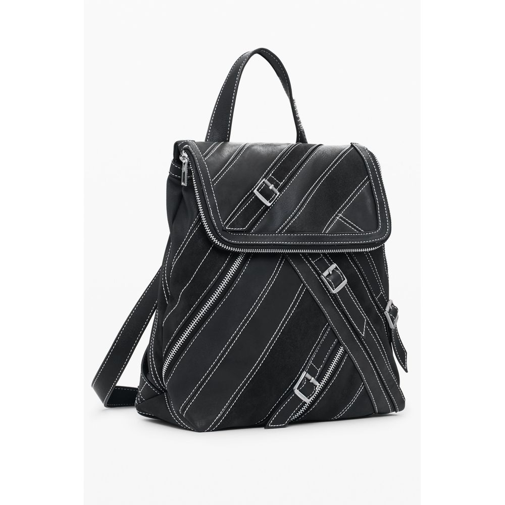 Schwarzer Rucksack aus Polyurethan für Damen