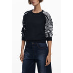 Schwarzer Damenpullover aus Polyester