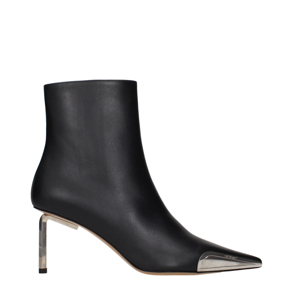 Schwarze Leder-Stiefeletten