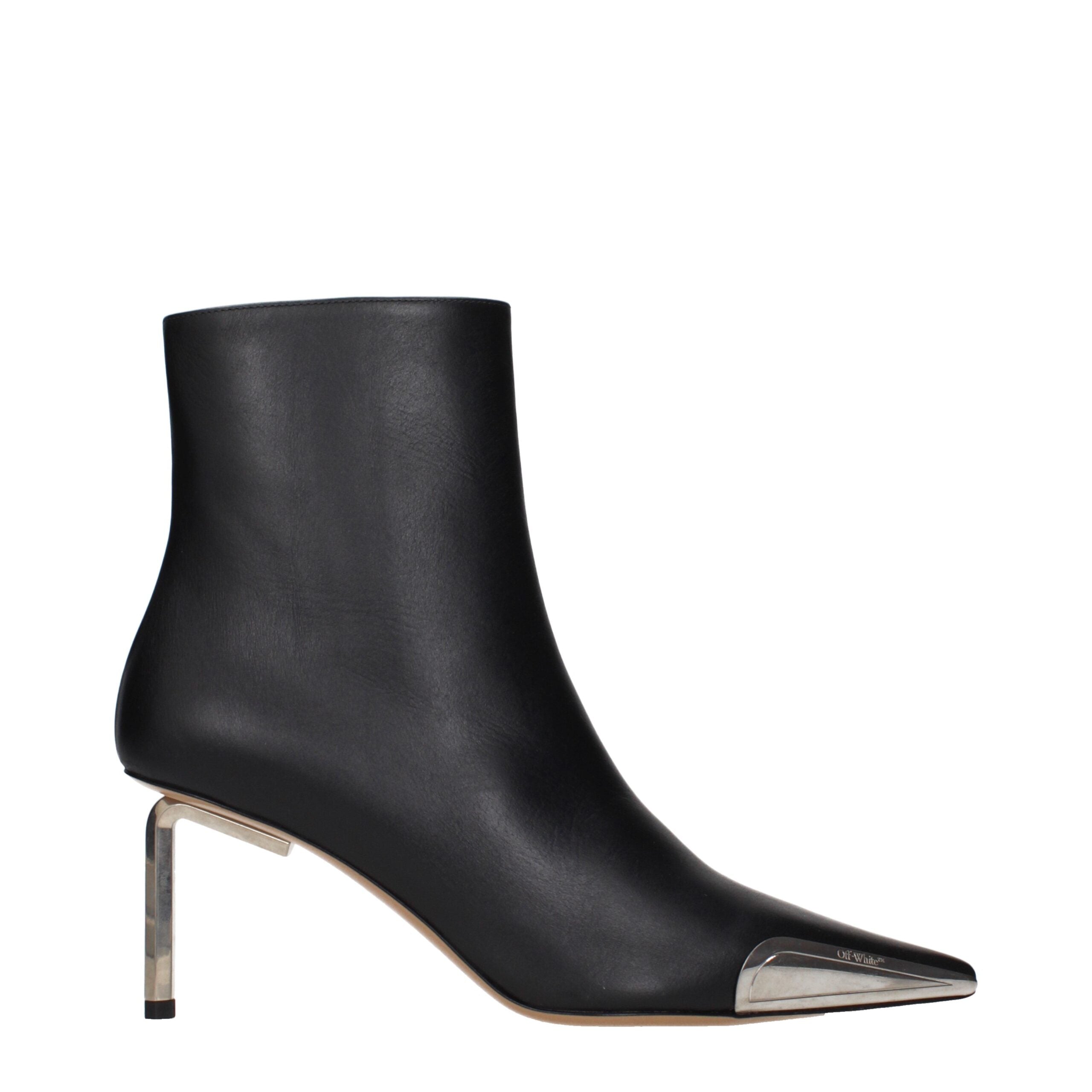 Schwarze Leder-Stiefeletten