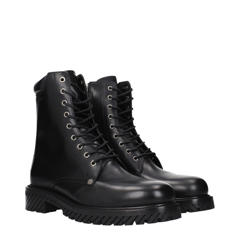 Schwarze Leder-Stiefeletten