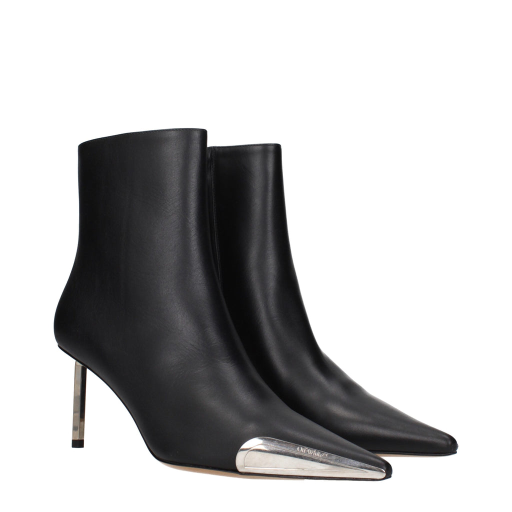 Schwarze Leder-Stiefeletten
