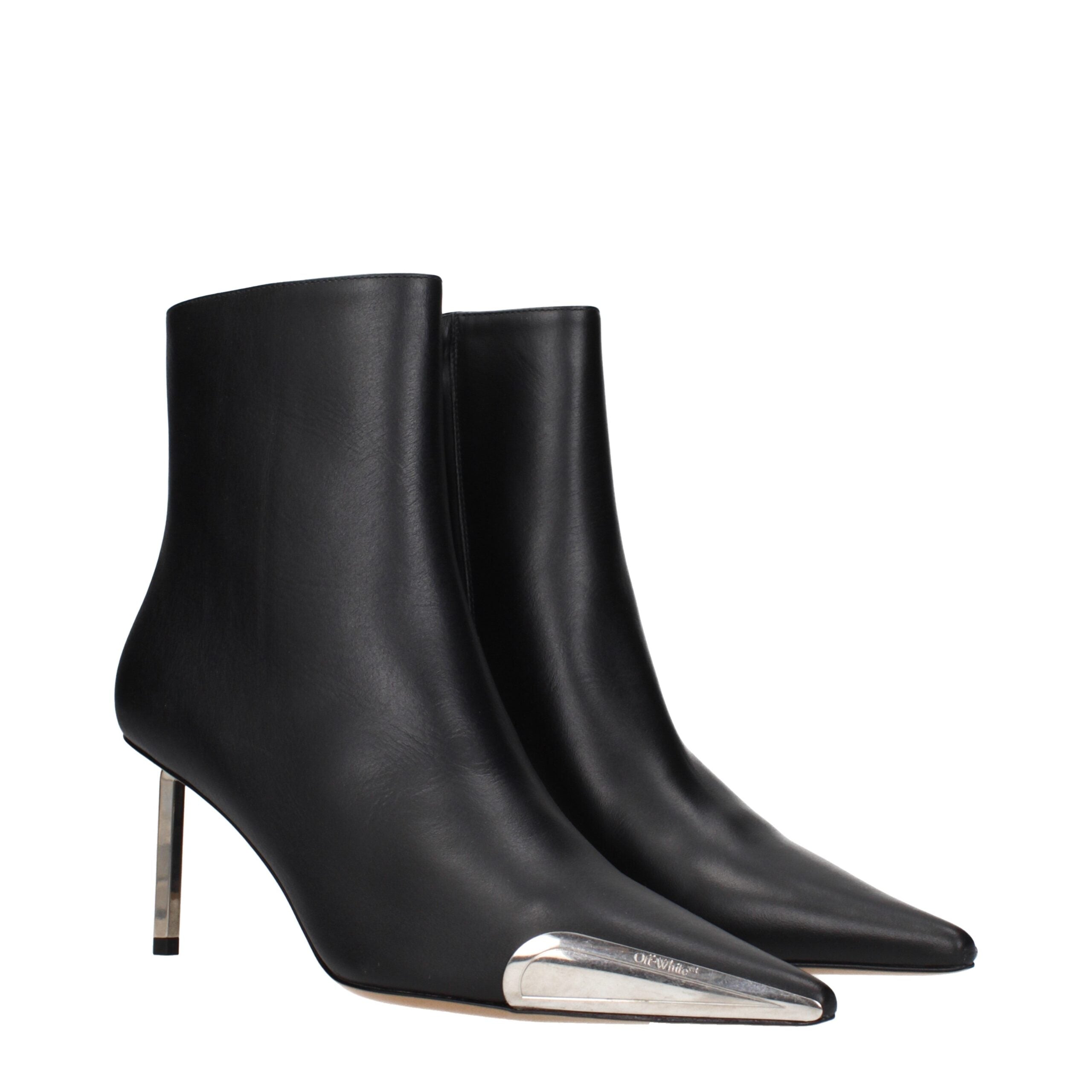 Schwarze Leder-Stiefeletten