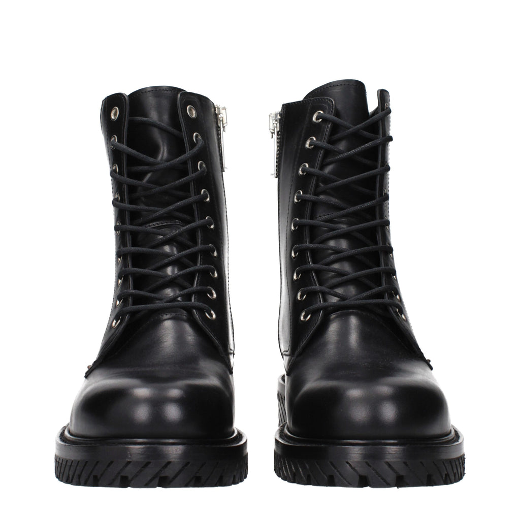 Schwarze Leder-Stiefeletten