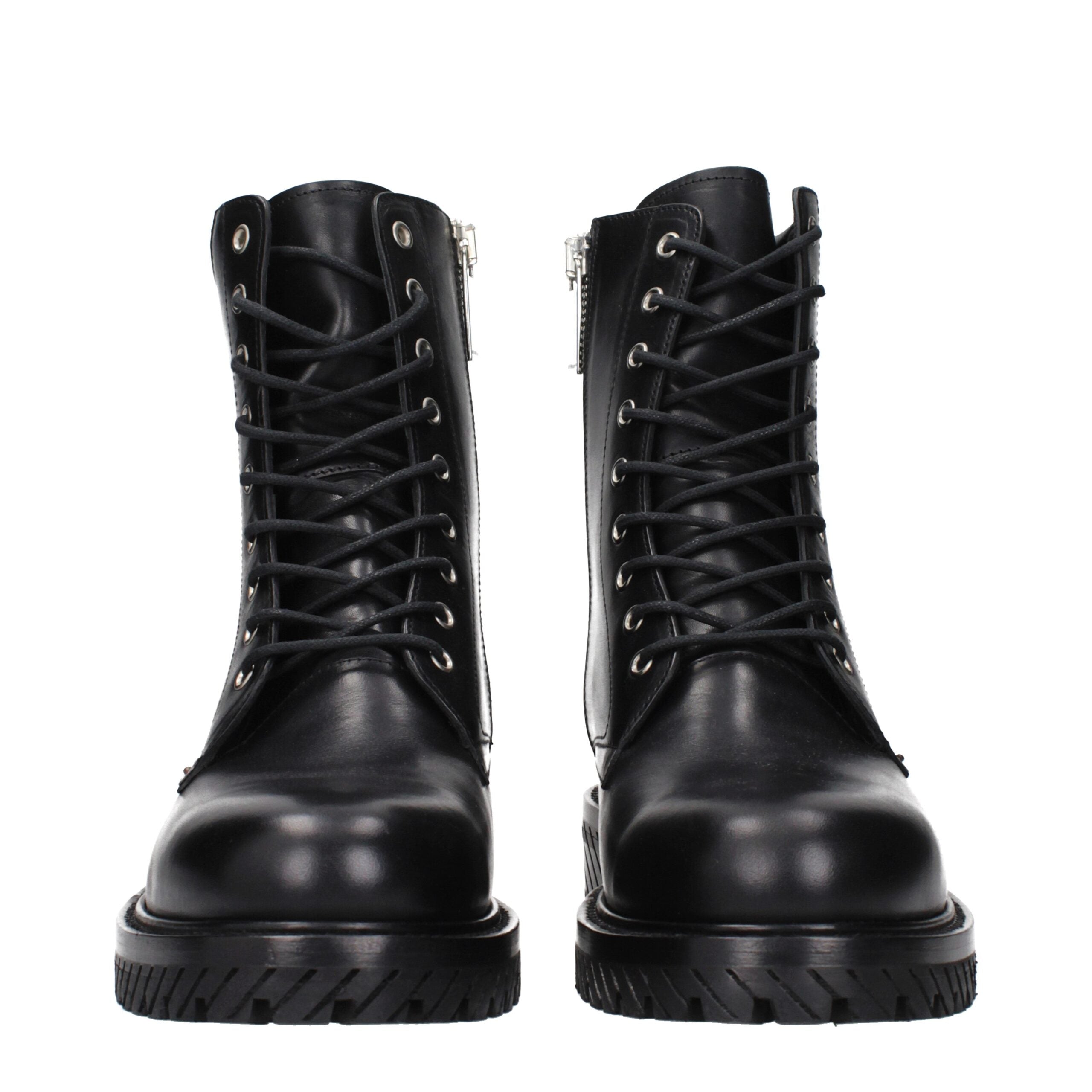 Schwarze Leder-Stiefeletten