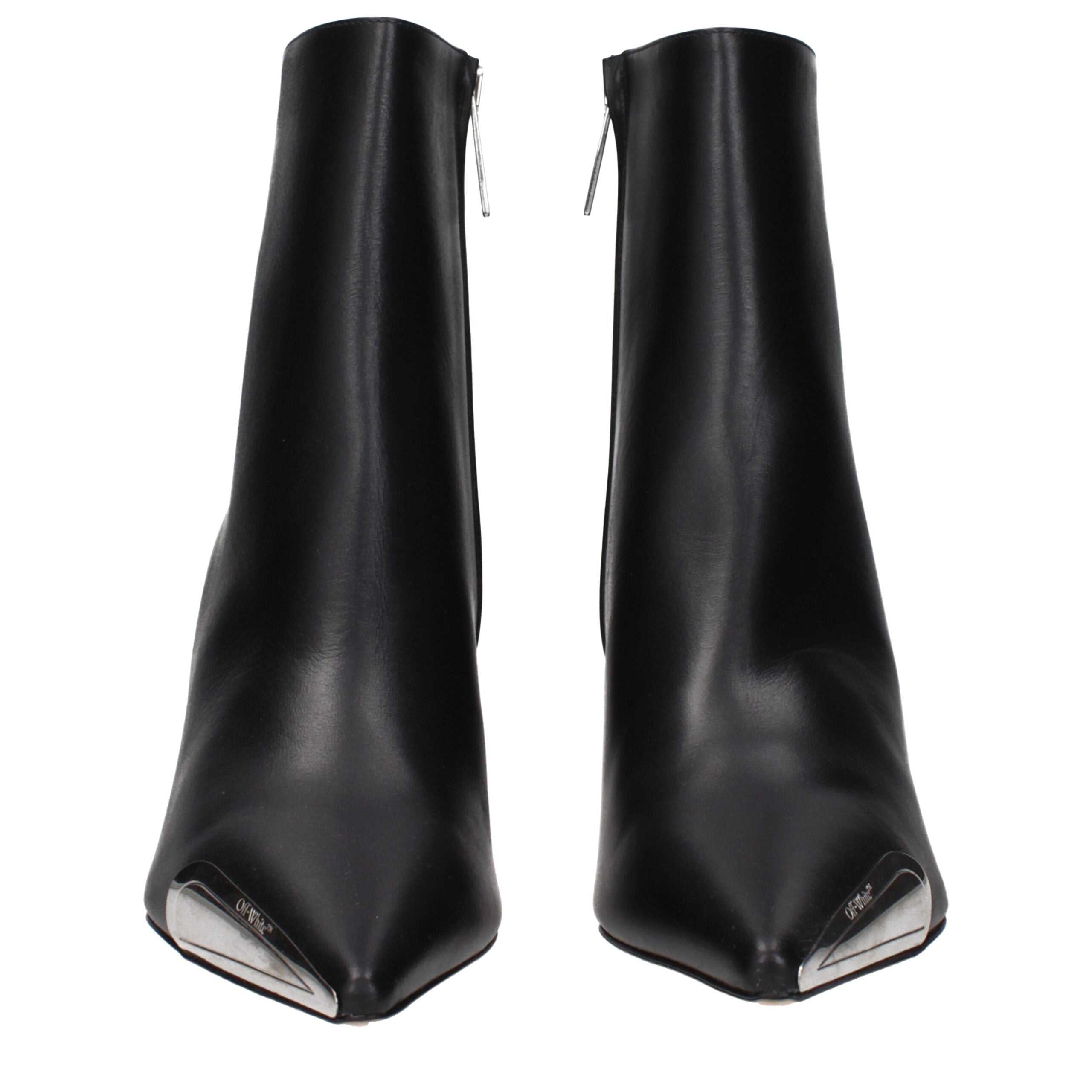 Schwarze Leder-Stiefeletten