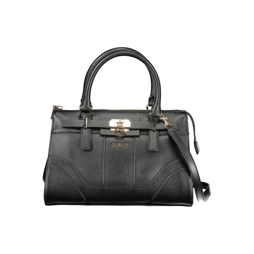 Schwarze Damen-Handtasche aus Polyurethan