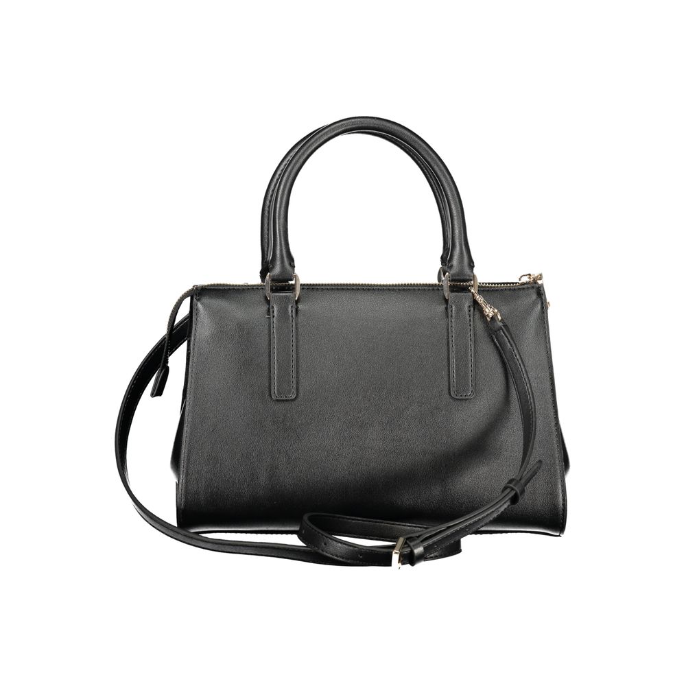 Schwarze Damen-Handtasche aus Polyurethan