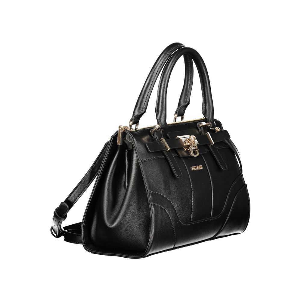 Schwarze Damen-Handtasche aus Polyurethan