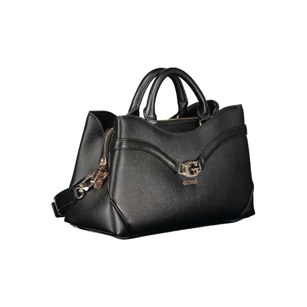 Schwarze Damen-Handtasche aus Polyurethan