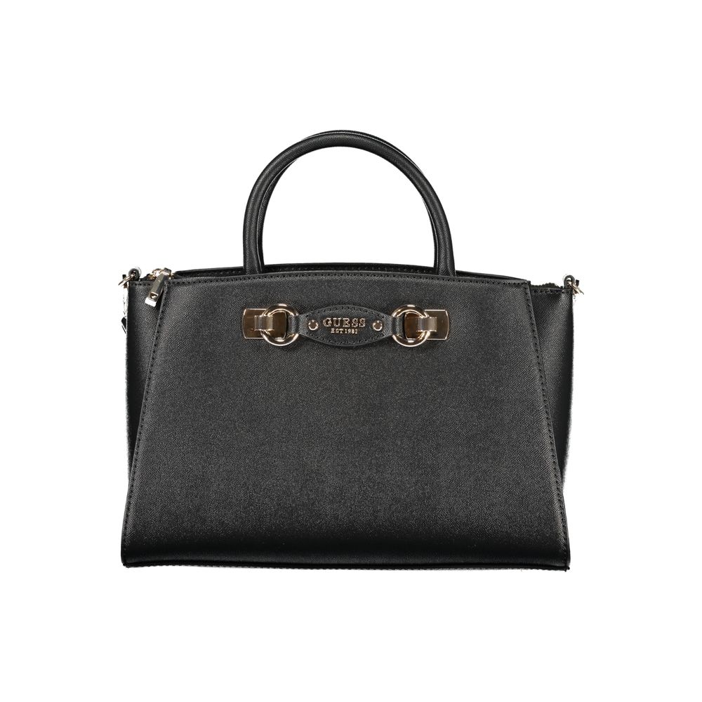 Schwarze Damen-Handtasche aus Polyurethan