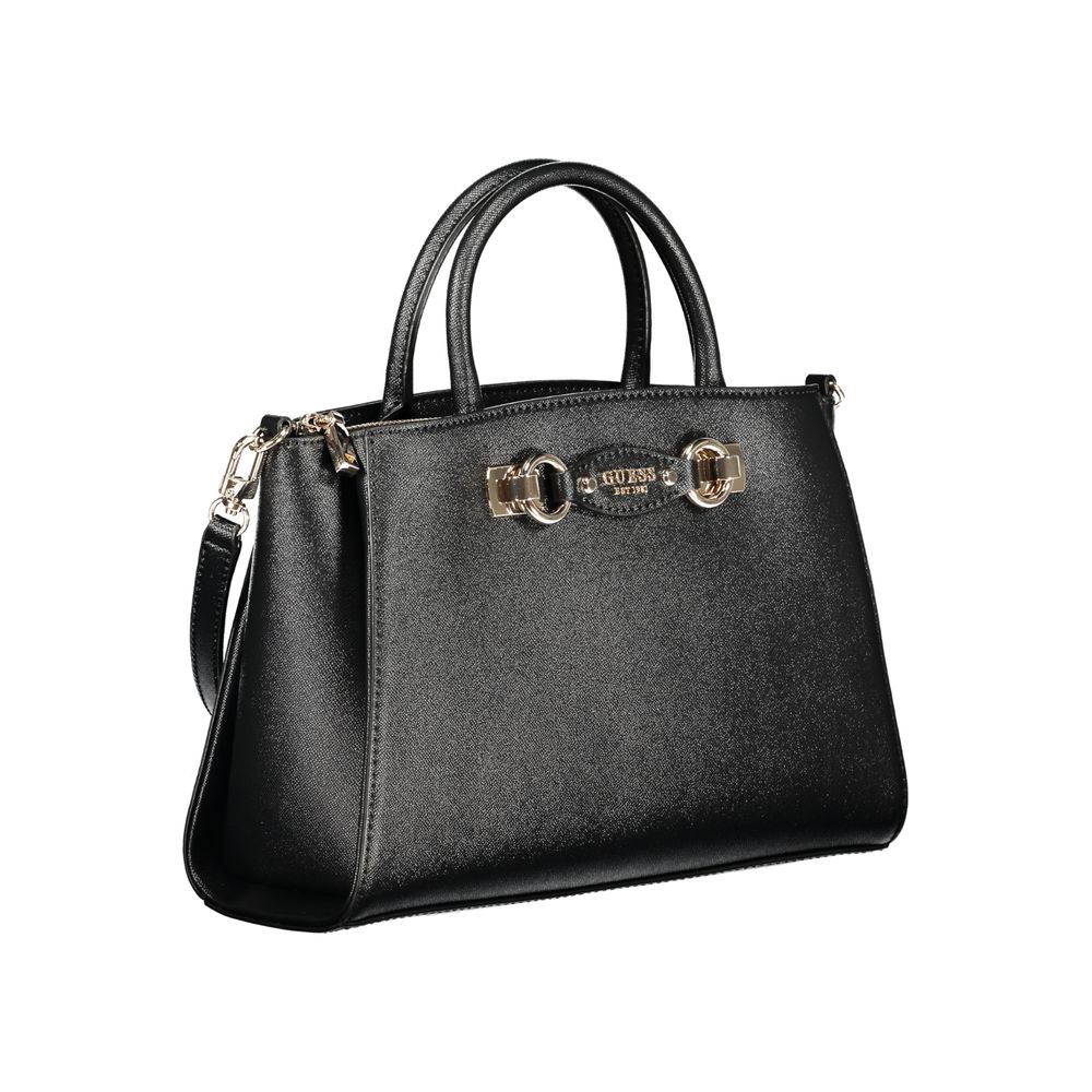 Schwarze Damen-Handtasche aus Polyurethan