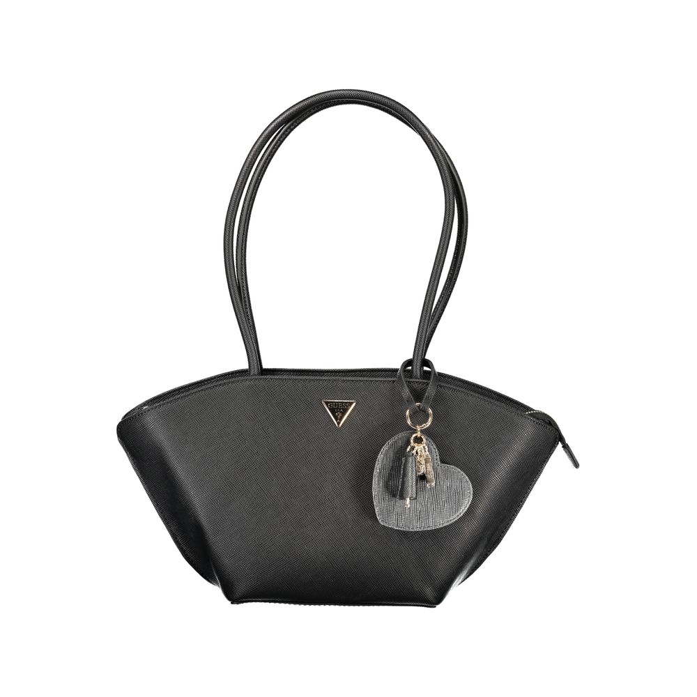 Schwarze Damen-Handtasche aus Polyurethan